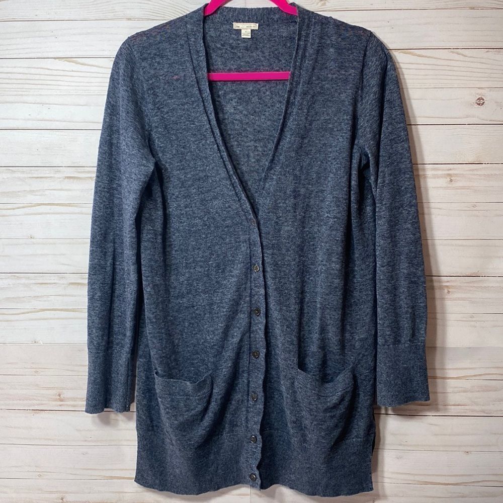 Gap Linen Blend V Neck Button Front Cardigan
